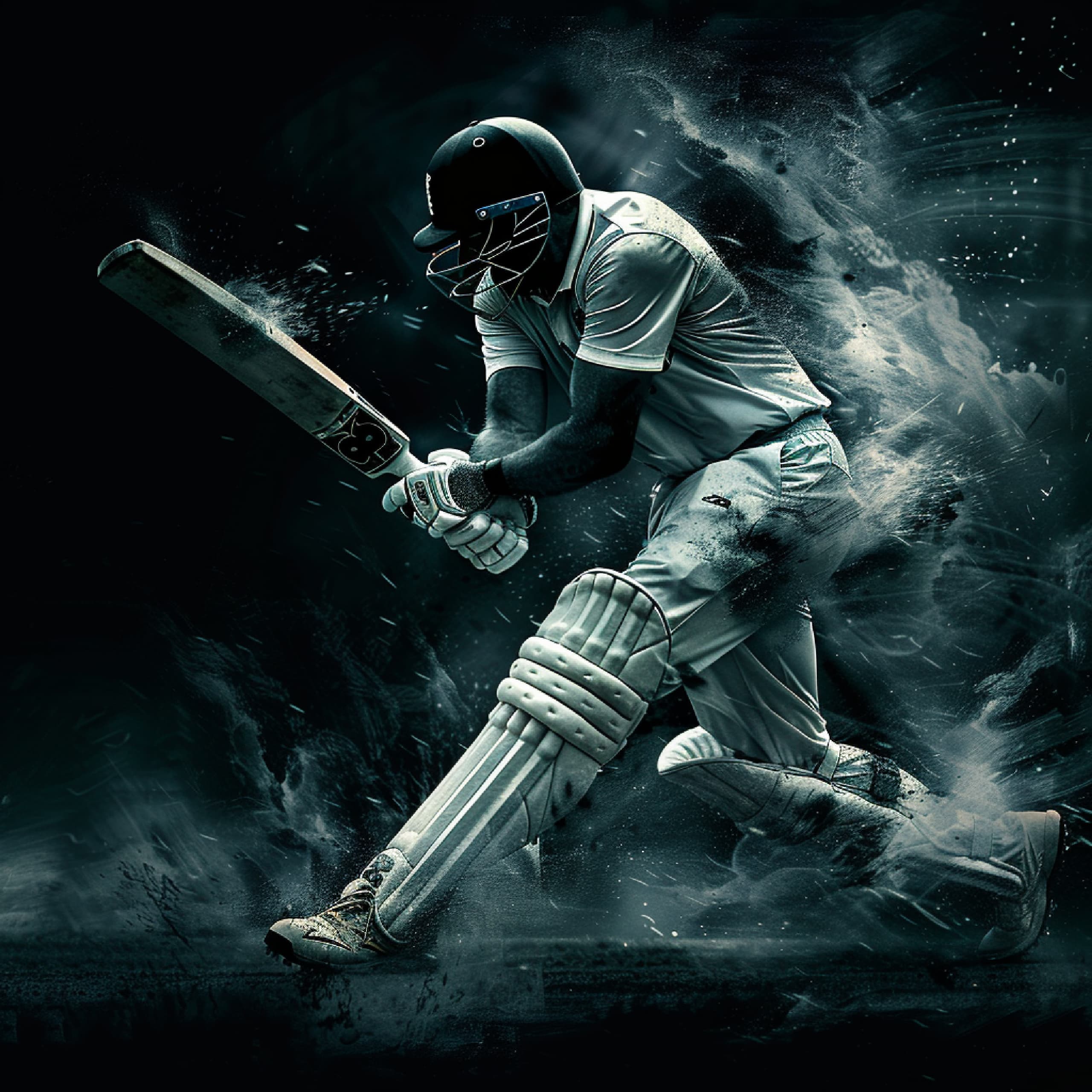 Cricketer in action background